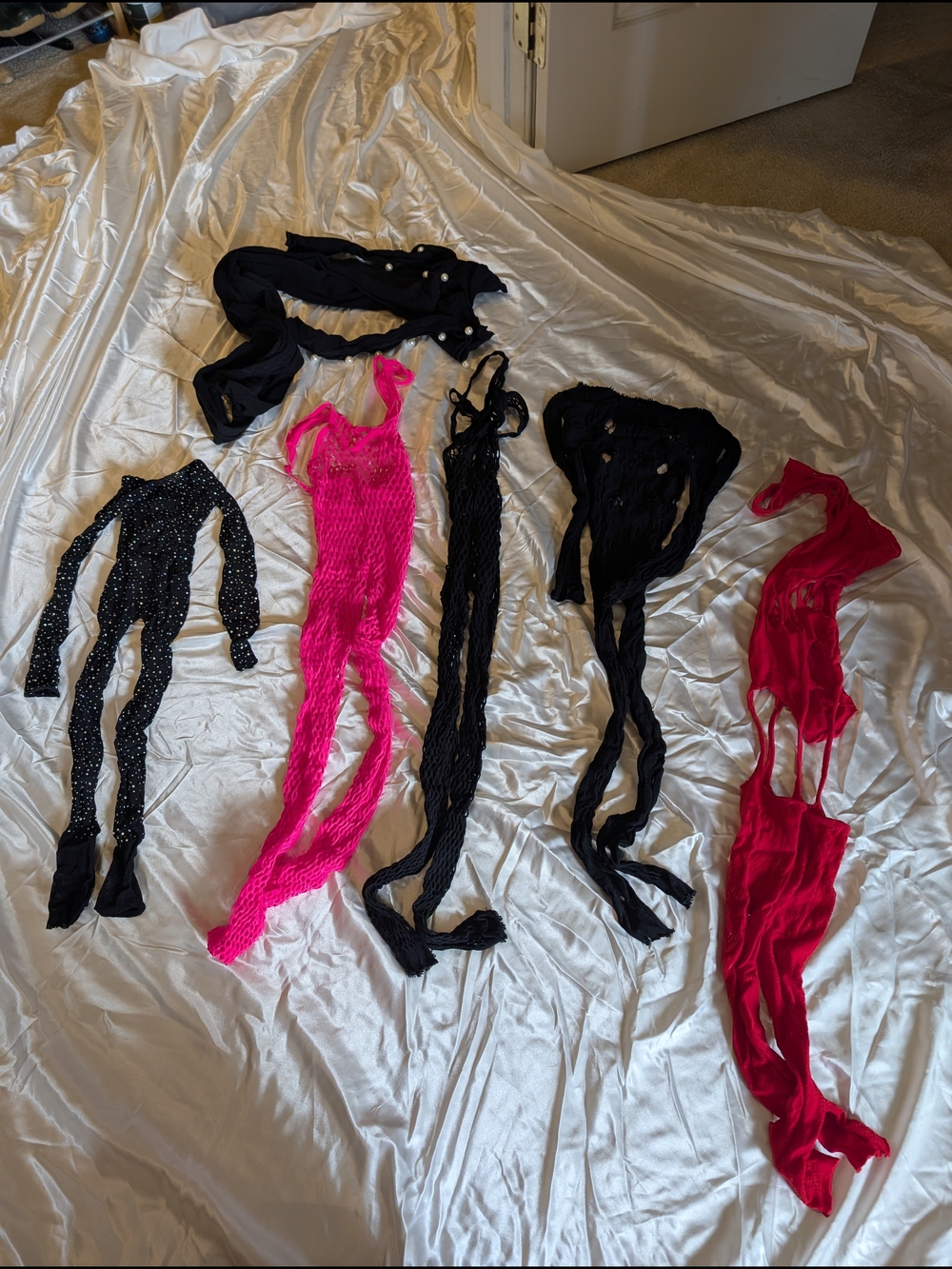 Bundle of 6 Women's Bodysuits | Fishnet Mesh Rhinestone Festival Clubwear